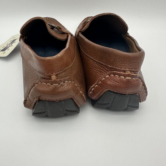 Joseph Abboud Mens Brown Leather Loafers Size 9 Brass Bit Detail & Rubber Soles - Picture 6 of 9